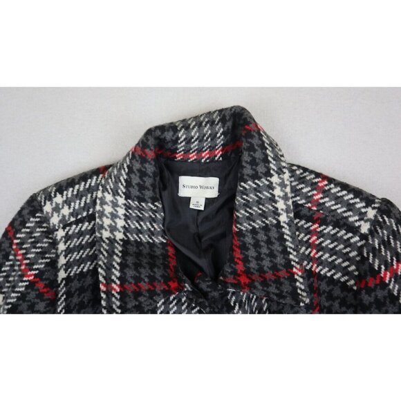 STUDIO WORKS - WOMEN'S GRAY PLAID JACKET - SIZE 16 - Picture 3 of 4